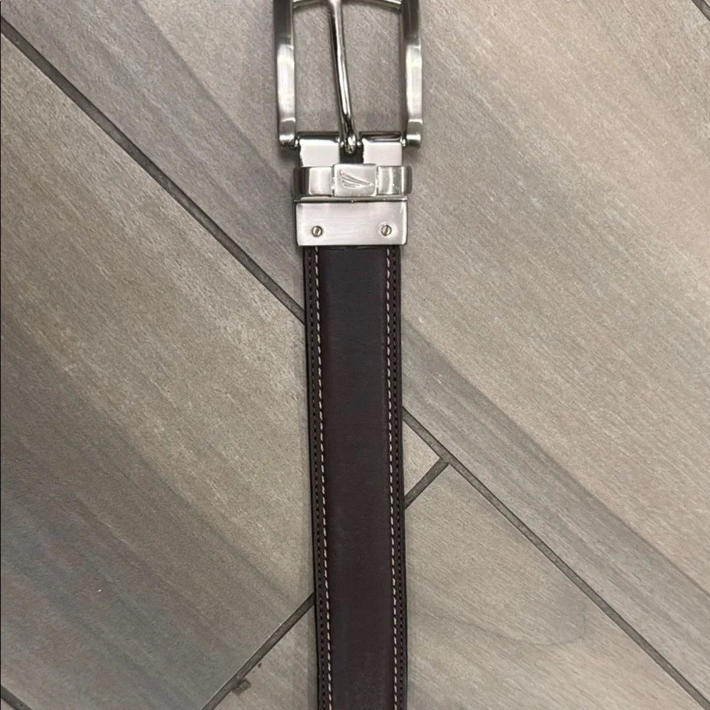 Boys bundle of 2 leather belts. Nautica reversible Brown/Black & braided tan